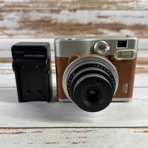 FUJI Instax Mini 90 Neo Classic Camera Film Brown Works Great No Battery Cover